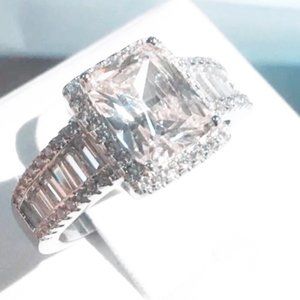 18K White Gold Filled Sapphire Ring